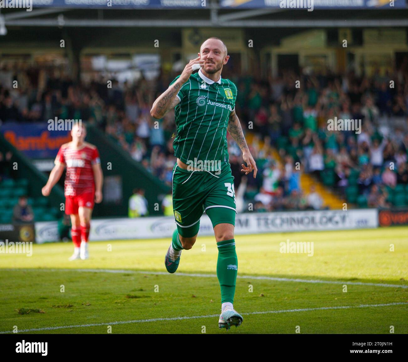 Rhys murphy of yeovil town celebrate his second goal during hi-res 