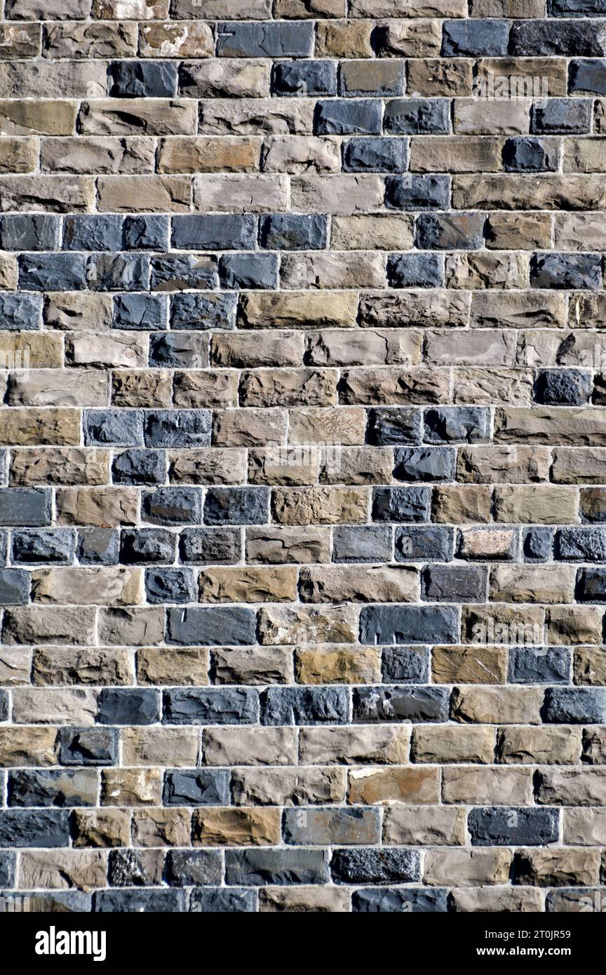 Vintage brick wall texture on water dam wall in Bystricka. Abstract architecture background. Space for text. Stock Photo
