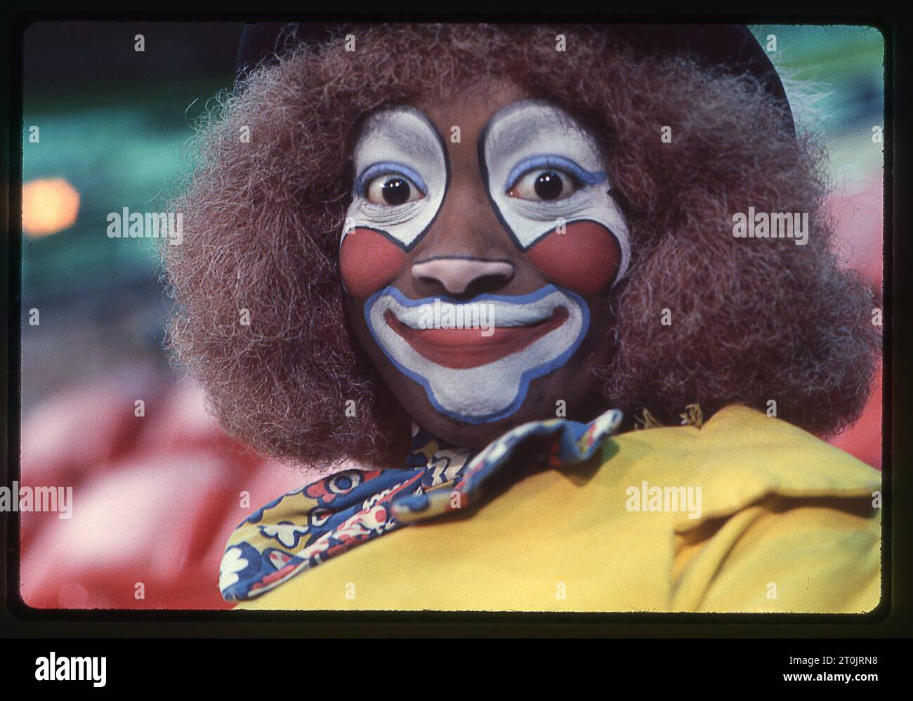Posed portrait of Ringling Brother clown Bernice Collins. She was the