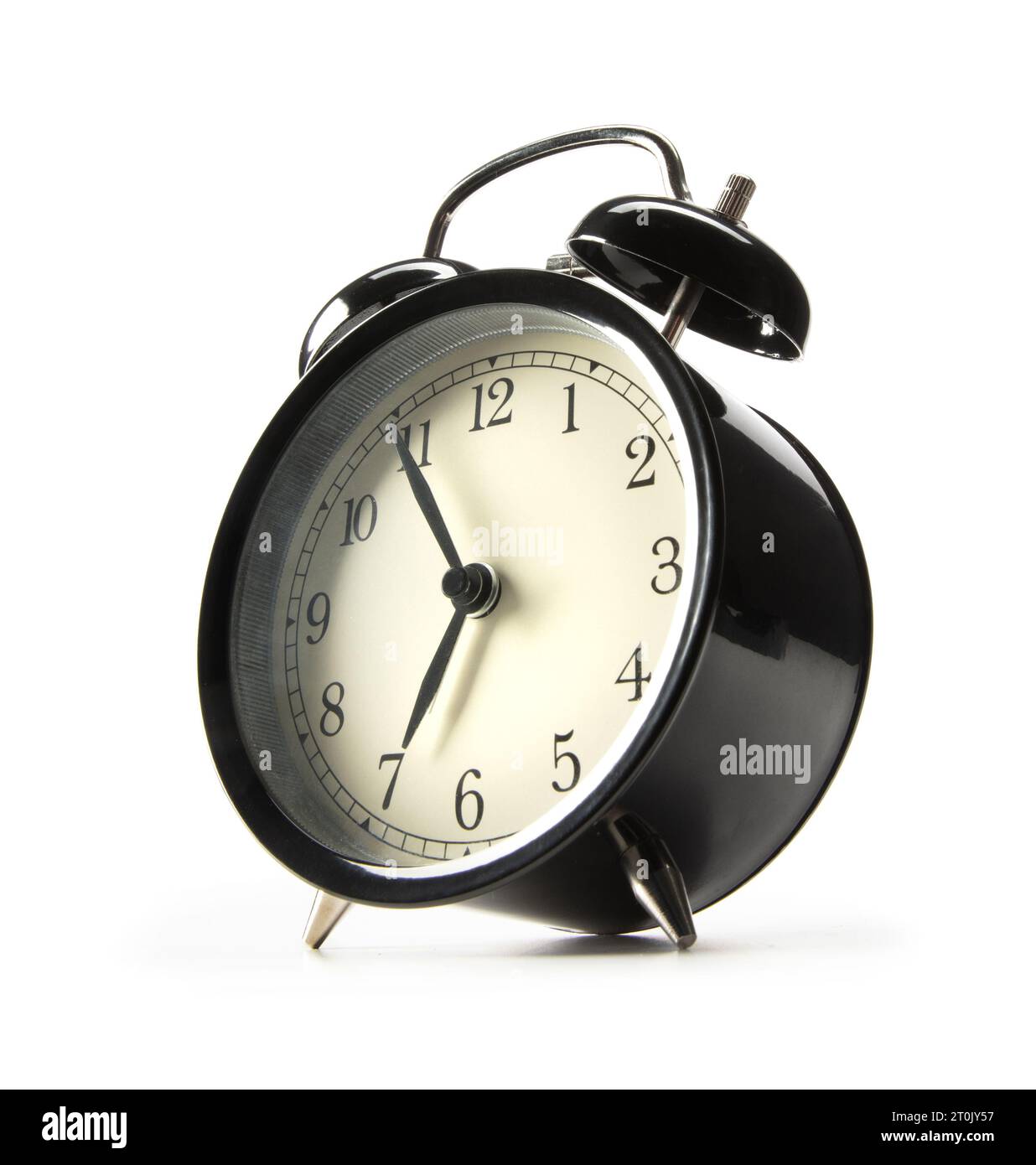 Old-fashioned alarm clock on white background Stock Photo