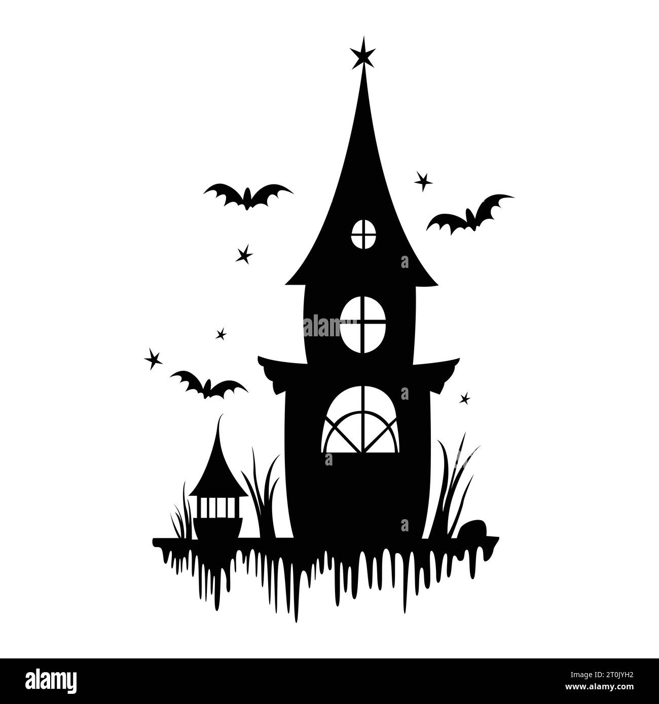 Enter the realm of fright with Halloween haunted house icon – a spine-tingling addition to your spooky designs Stock Vector