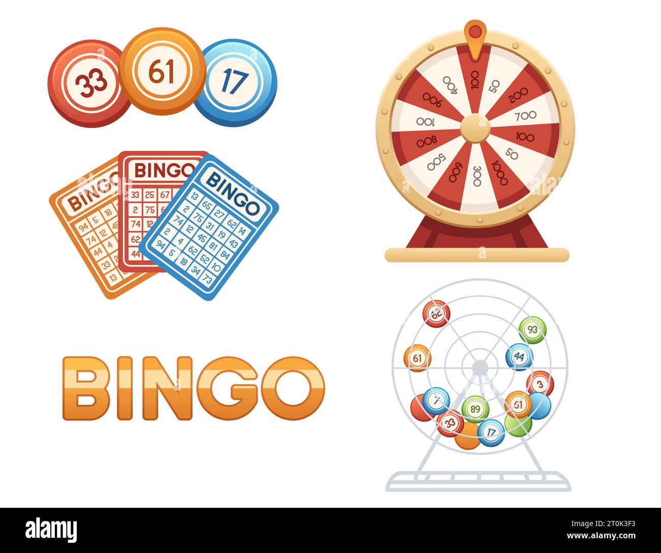 Bingo with lottery balls, fortune wheel and gambling machine vector