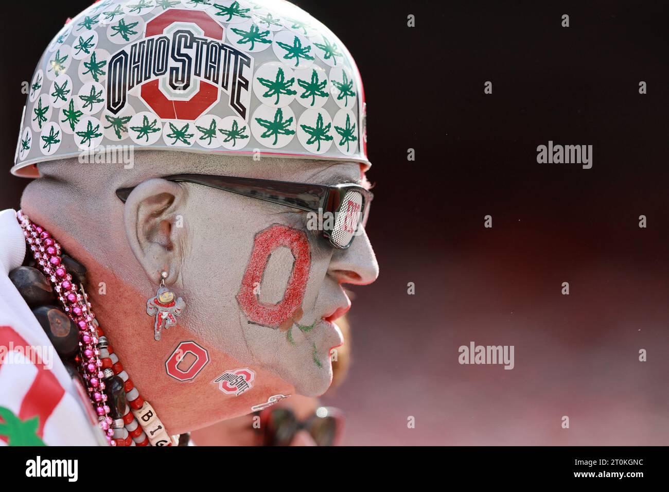 Columbus, United States. 07th Oct, 2023. Ohio State Buckeyes fan 'Big Nut' looks on during the first quarter against the Maryland Terrapins in Columbus, Ohio on Saturday, October 7, 2023. Photo by Aaron Josefczyk/UPI Credit: UPI/Alamy Live News Stock Photo