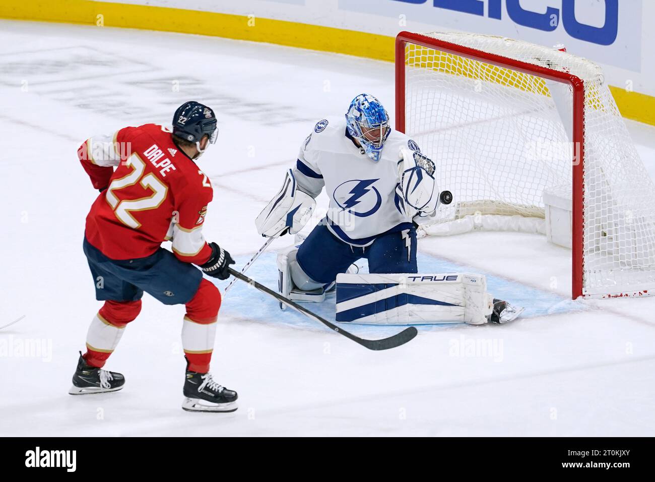 Tampa Bay Lightning goaltender Jonas Johansson (31) deflects a shot by