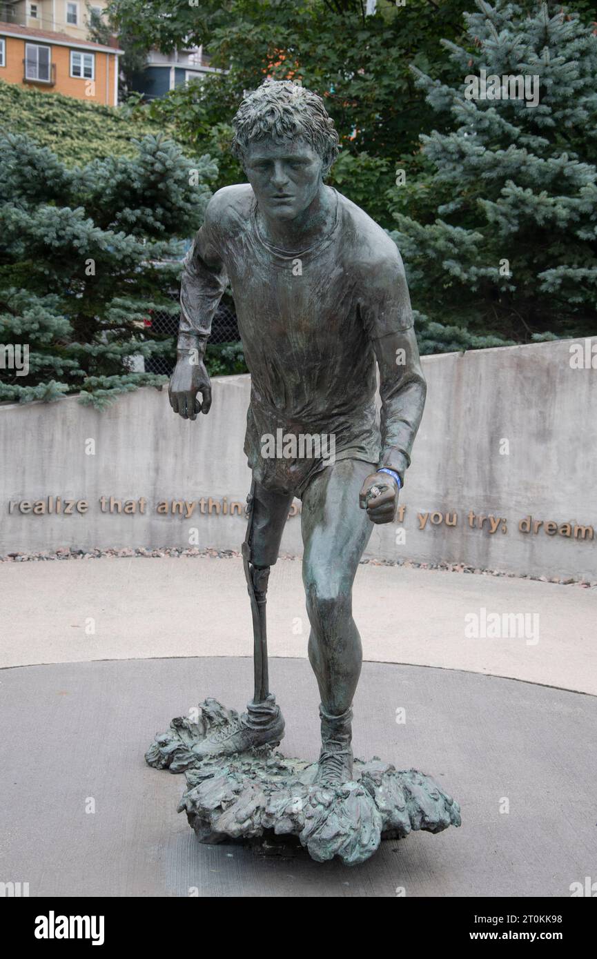 Terry Fox statue in St. John's, Newfoundland & Labrador, Canada Stock Photo