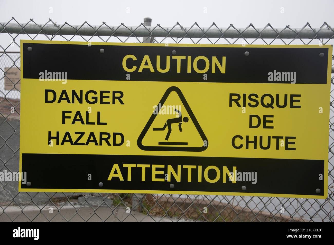 Hazard warning sign at Fort Amherst in St. John's, Newfoundland & Labrador, Canada Stock Photo