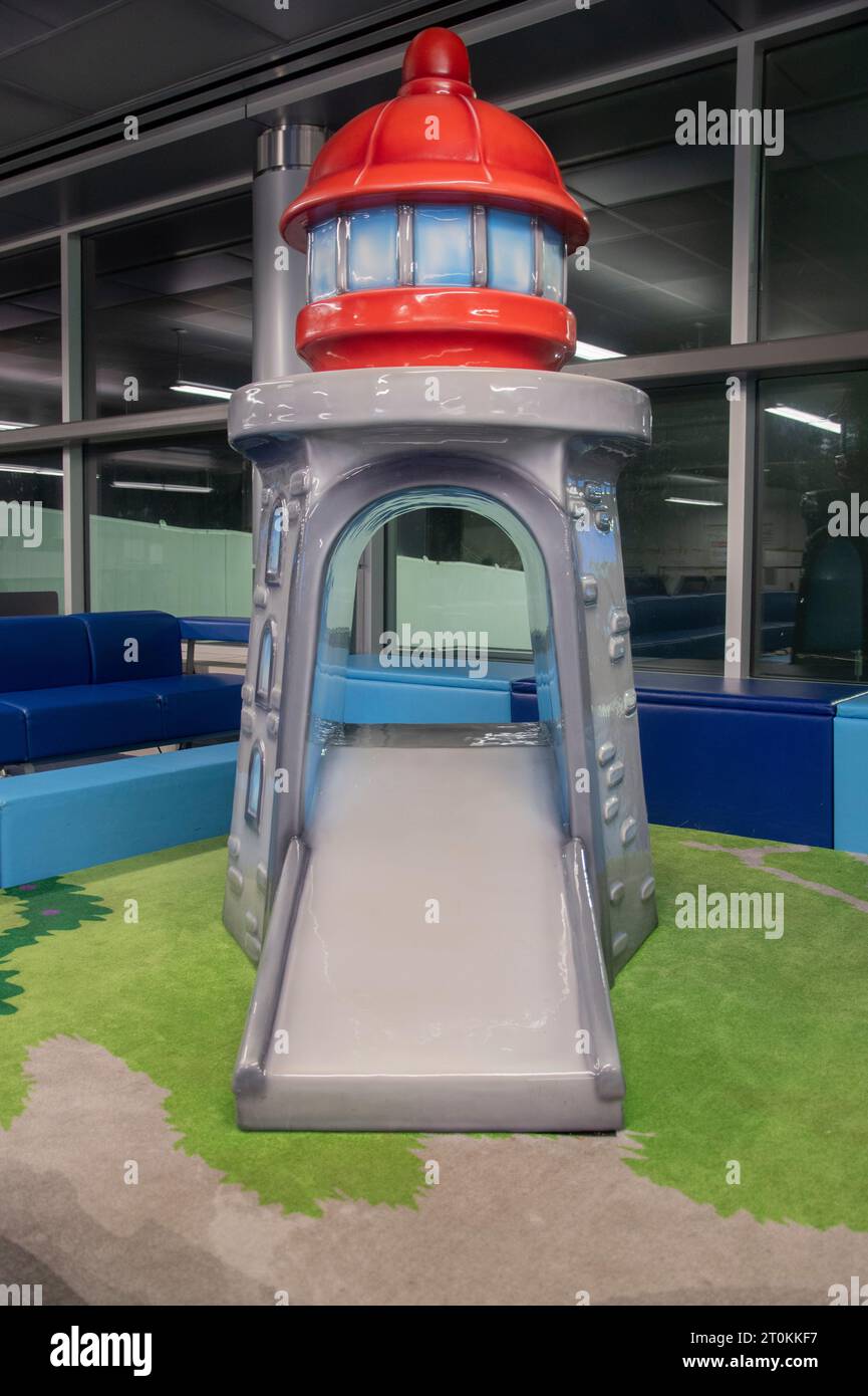 Indoor playground lighthouse slide at the airport in St. John's, Newfoundland & Labrador, Canada Stock Photo