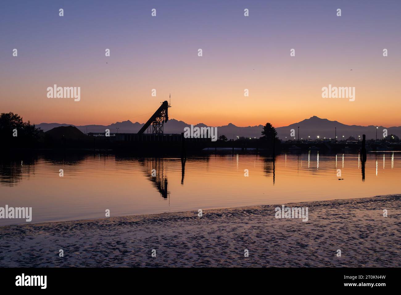 Sunrise and low tide on the Snohomish River Delta in Everett Washington