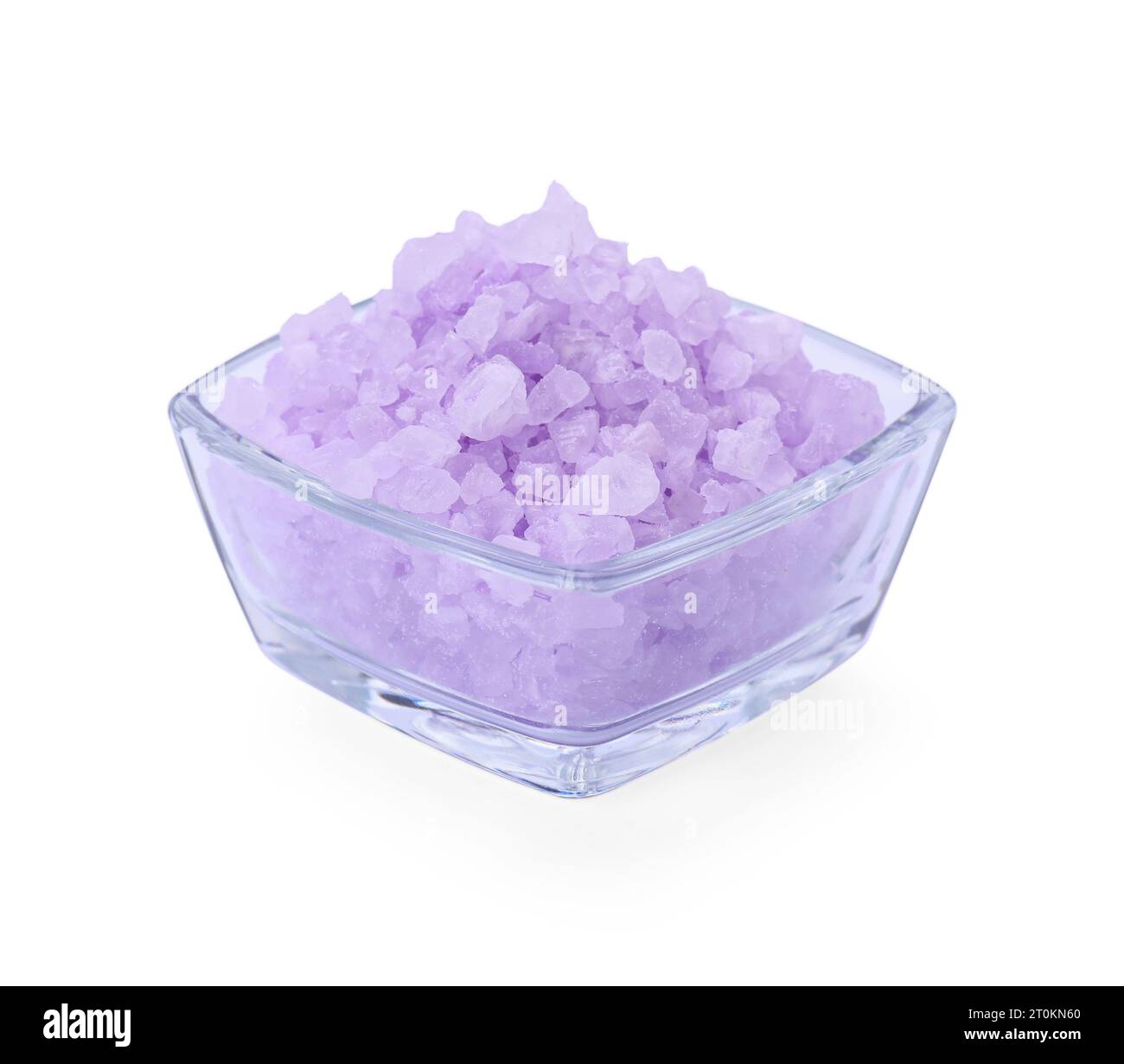 Glass bowl with violet sea salt isolated on white Stock Photo Alamy