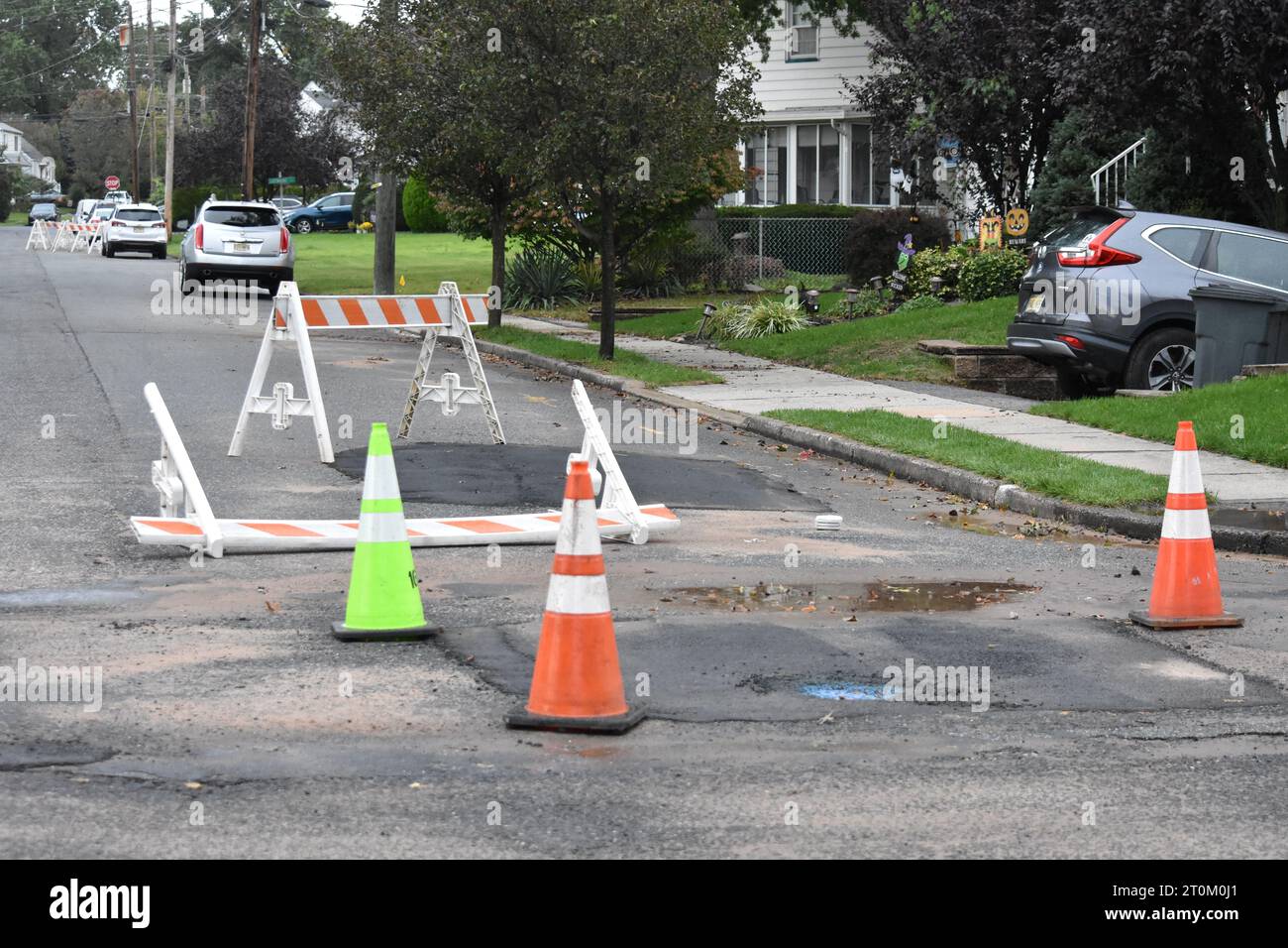Hawthorne, United States. 07th Oct, 2023. Barriers block the roadway