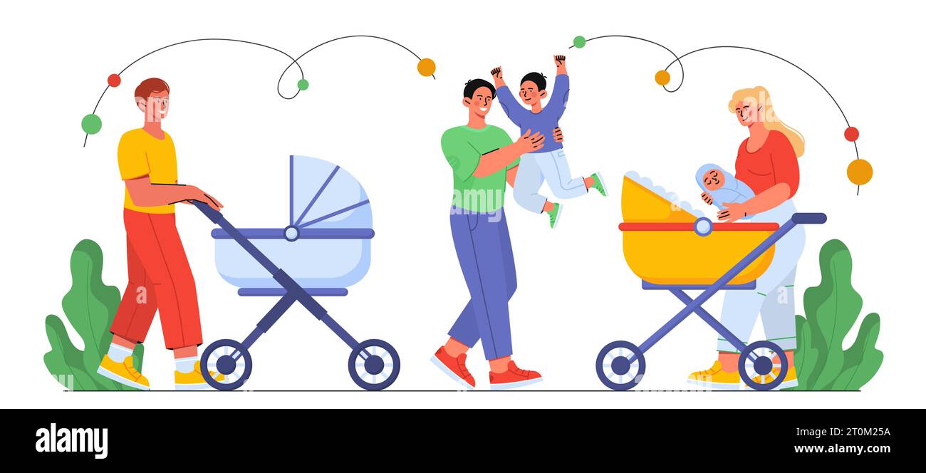 Parents walk with kids vector concept Stock Vector Image & Art - Alamy