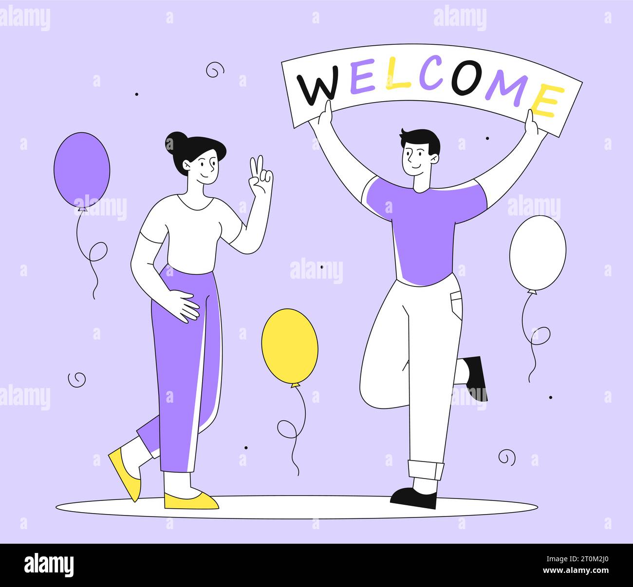 Welcome new employee vector line concept Stock Vector Image & Art - Alamy