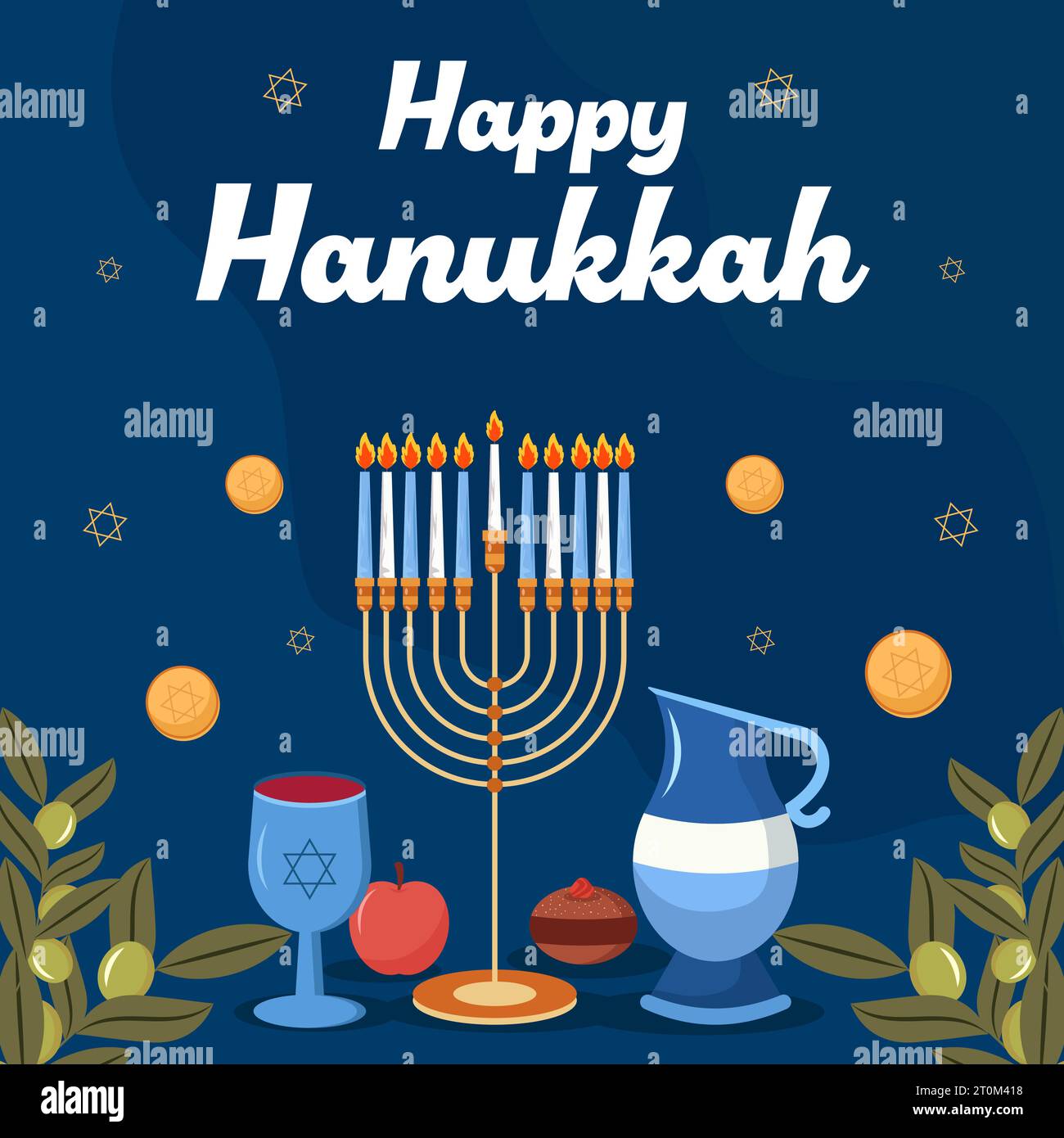 vector design happy hanukkah illustration in flat style Stock Vector