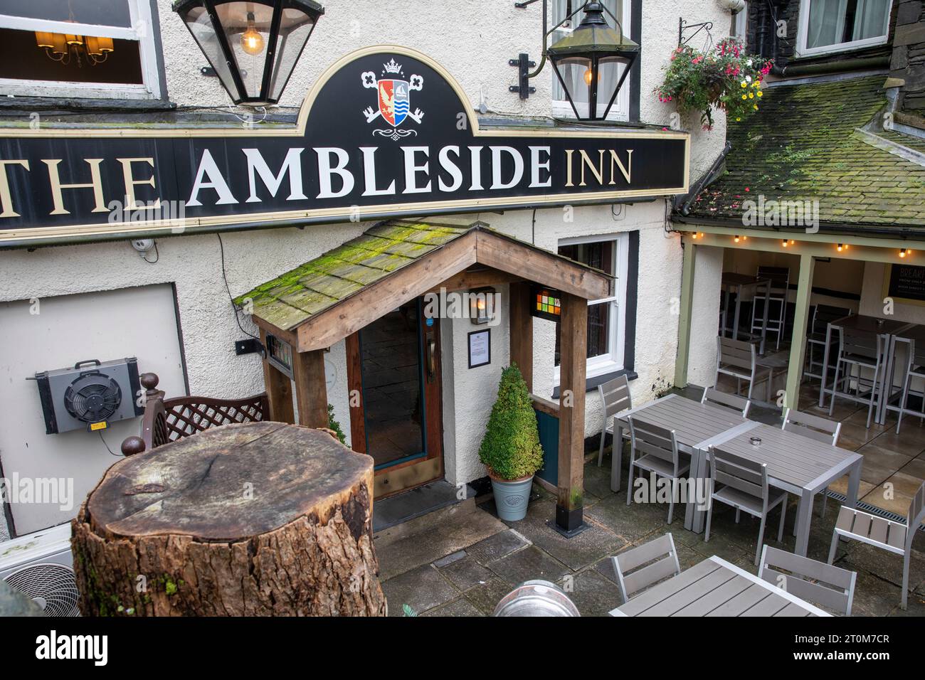 The Ambleside Inn public house pub in Ambleside town centre,Lake District national park,Cumbria,England,UK,2023 Stock Photo