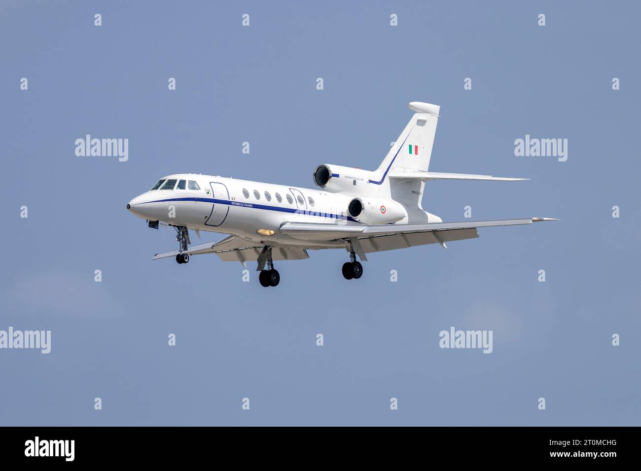 Italian Air Force Dassault Falcon 50 (REG: MM62029) landing runway 31 in the early afternoon. Stock Photo