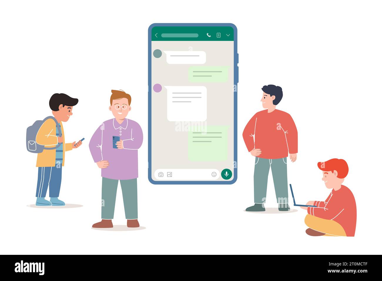 Chat discussion smartphone mobile application young balloon interface dialog speech communication Stock Vector