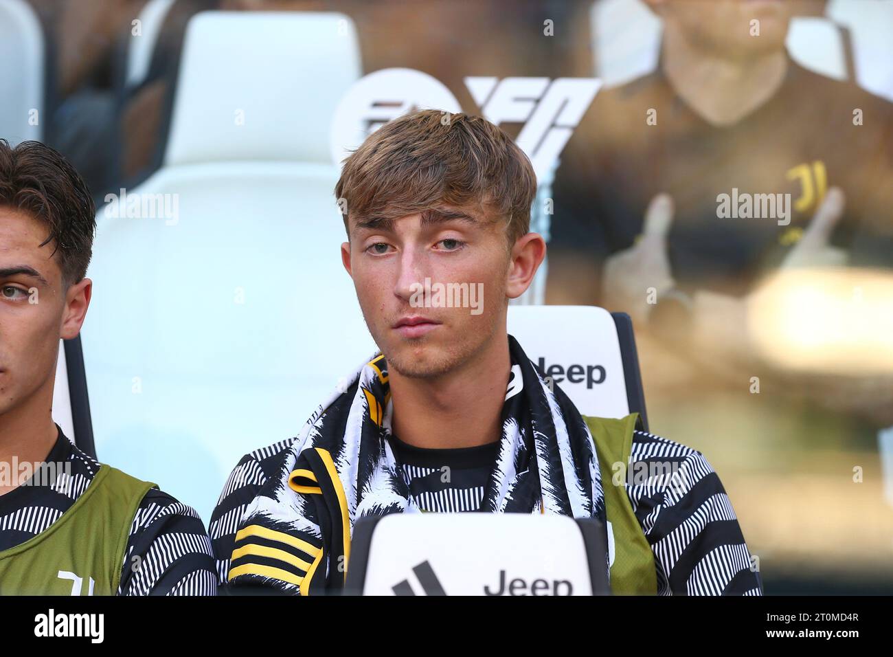 Turin, Italy. 09th Aug, 2023. Dean Huijsen of Juventus and Nicolo Cudrig of  Juventus NextGen U23 during the pre-season test match between Juventus Fc  and Juventus NextGen U23 on 09 August 2023