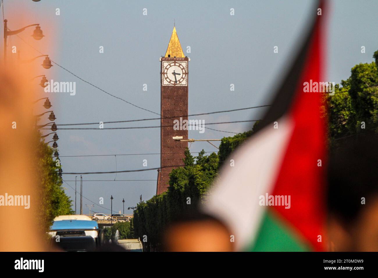 Demonstration Only October 7, 2023: Tunis, Tunisia. 07 October 2023. A demonstration is ...