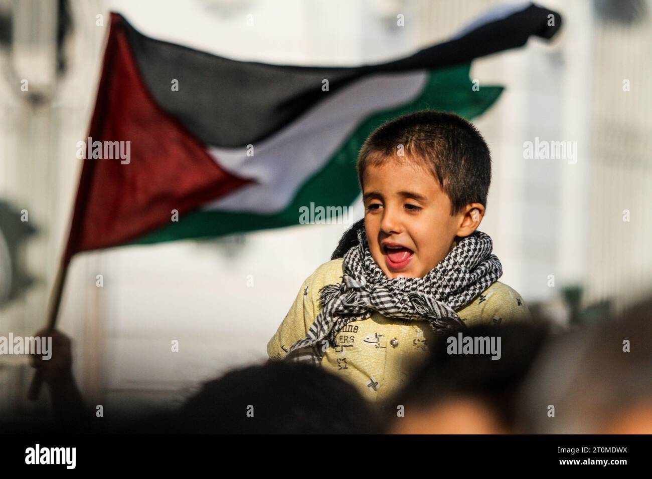Demonstration Only October 7, 2023: Tunis, Tunisia. 07 October 2023. A demonstration is ...