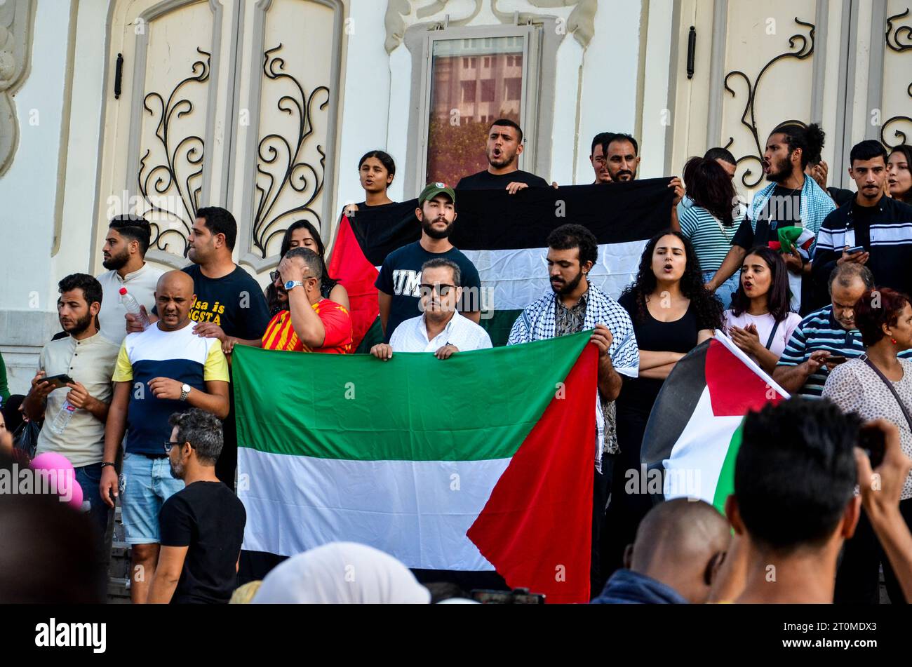 Demonstration Only October 7, 2023: Tunis, Tunisia. 07 October 2023. A demonstration is ...