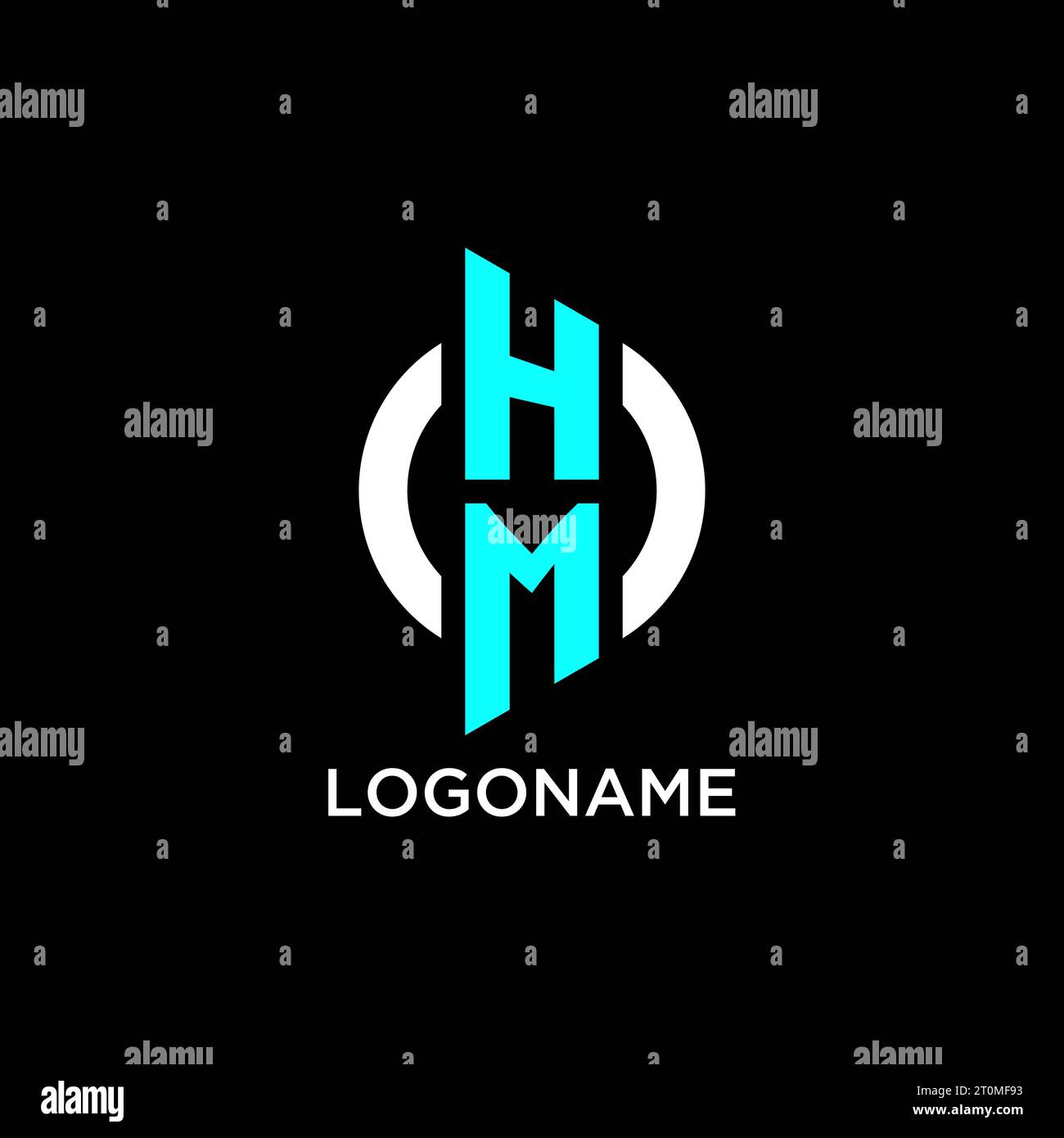 HM circle monogram logo design ideas Stock Vector