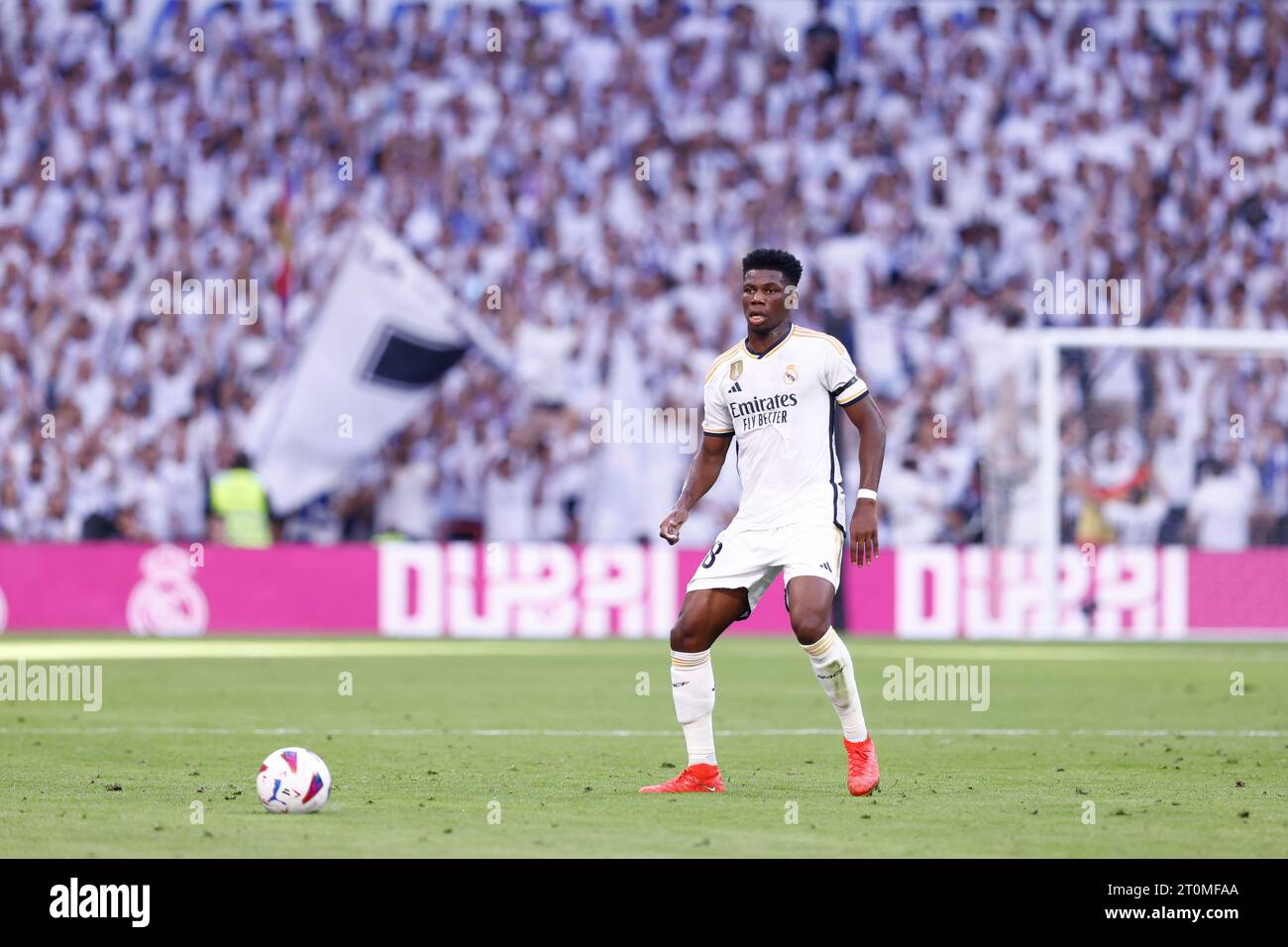 Aurelien Tchouameni of Real Madrid and Ante Budimir of CA Osasuna during  the Copa del Rey match between Real Madrid and CA Osasuna played at La  Cartuja Stadium on May 6, 2023