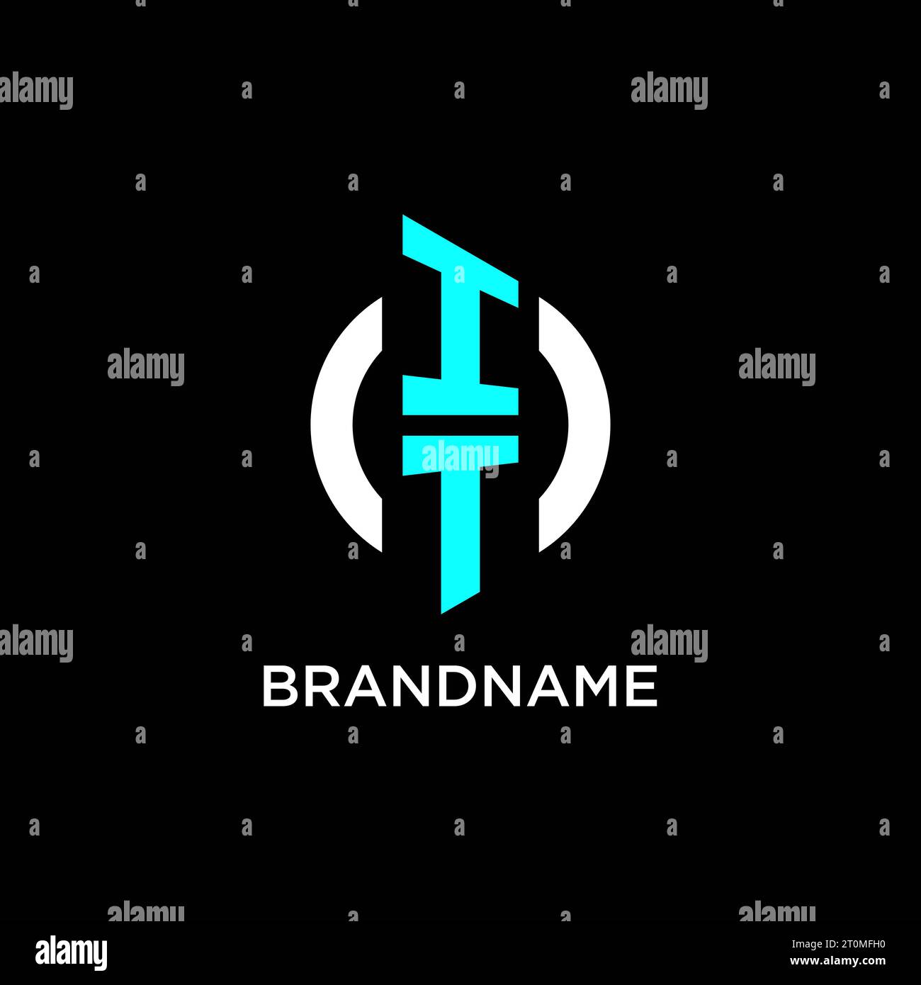 IT circle monogram logo design ideas Stock Vector