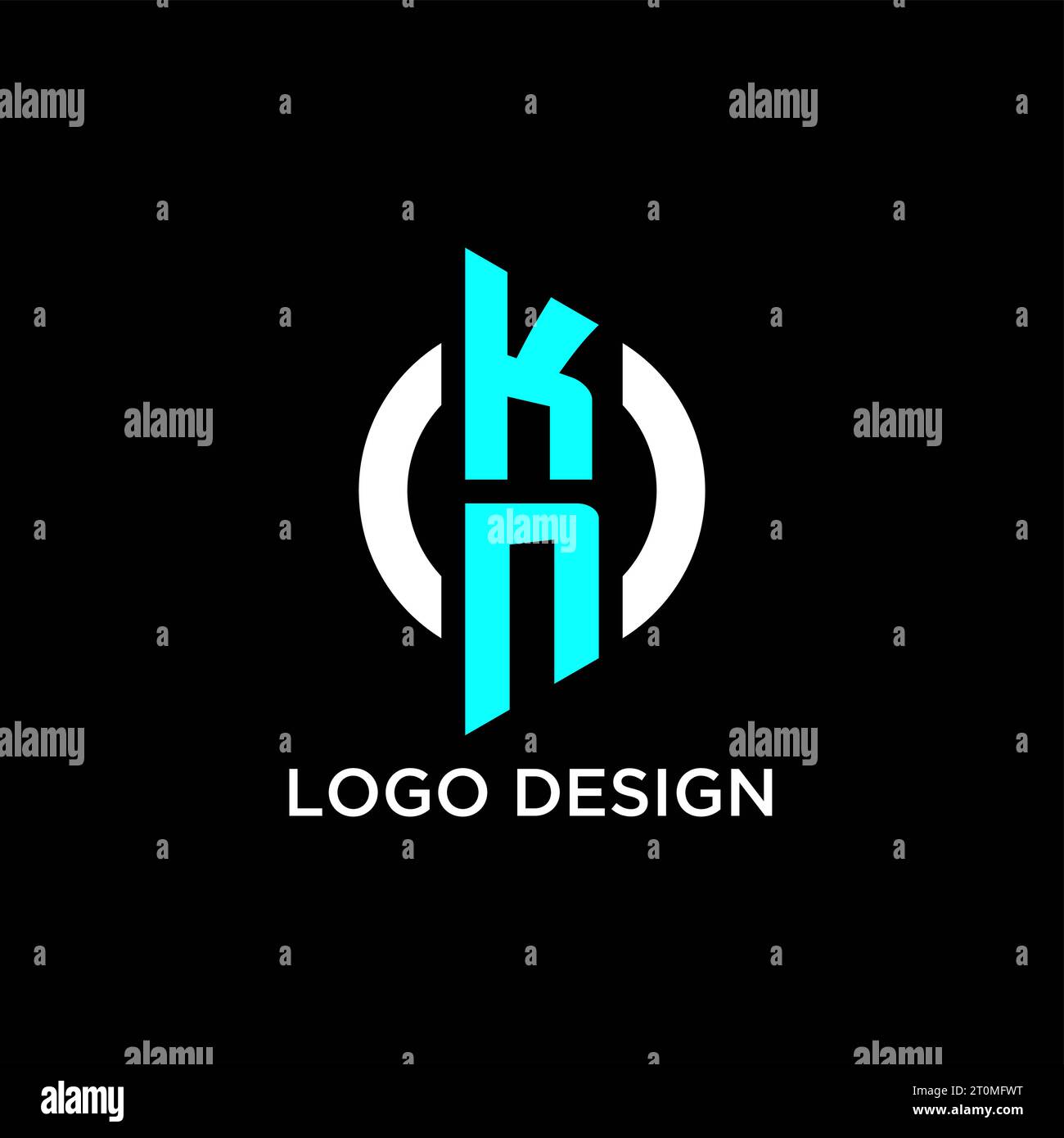 KN circle monogram logo design ideas Stock Vector