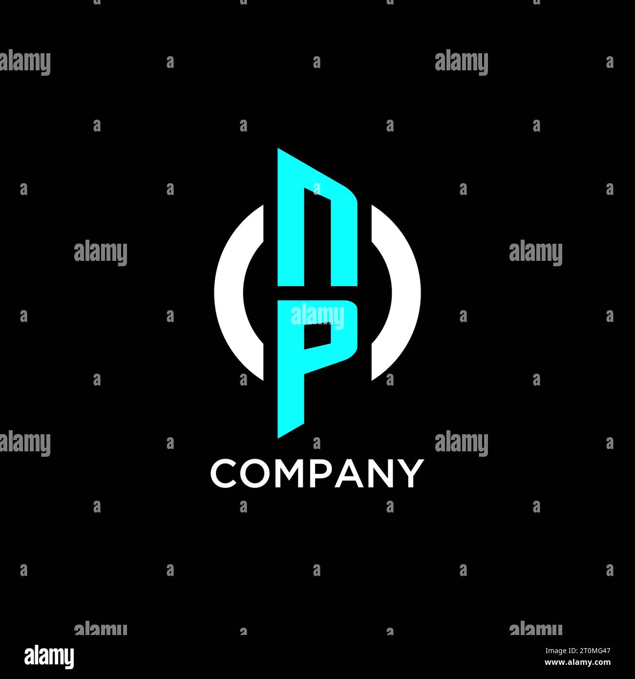 NP circle monogram logo design ideas Stock Vector