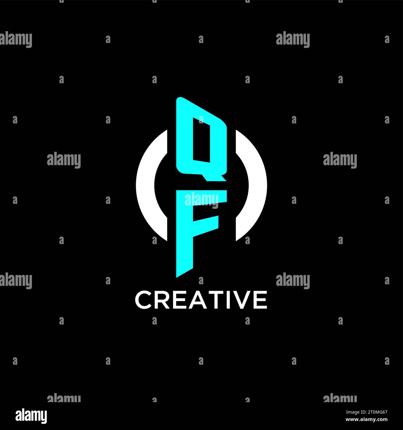 QF circle monogram logo design ideas Stock Vector