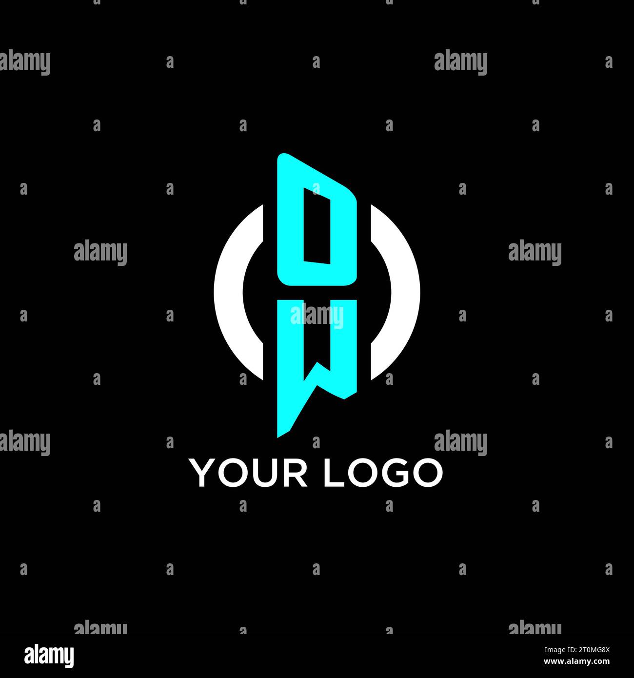 OW circle monogram logo design ideas Stock Vector