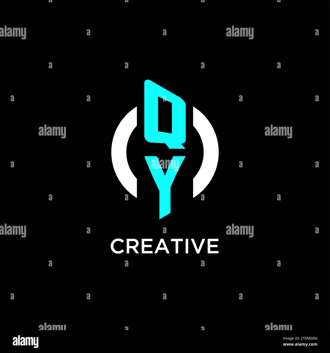 QY circle monogram logo design ideas Stock Vector