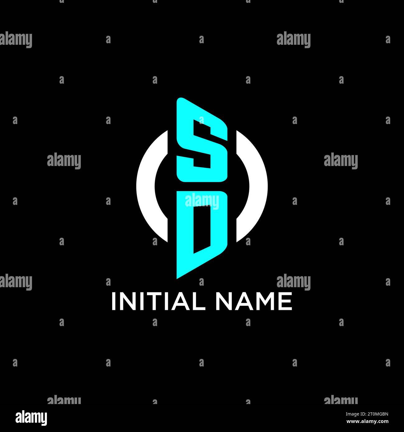 SD circle monogram logo design ideas Stock Vector