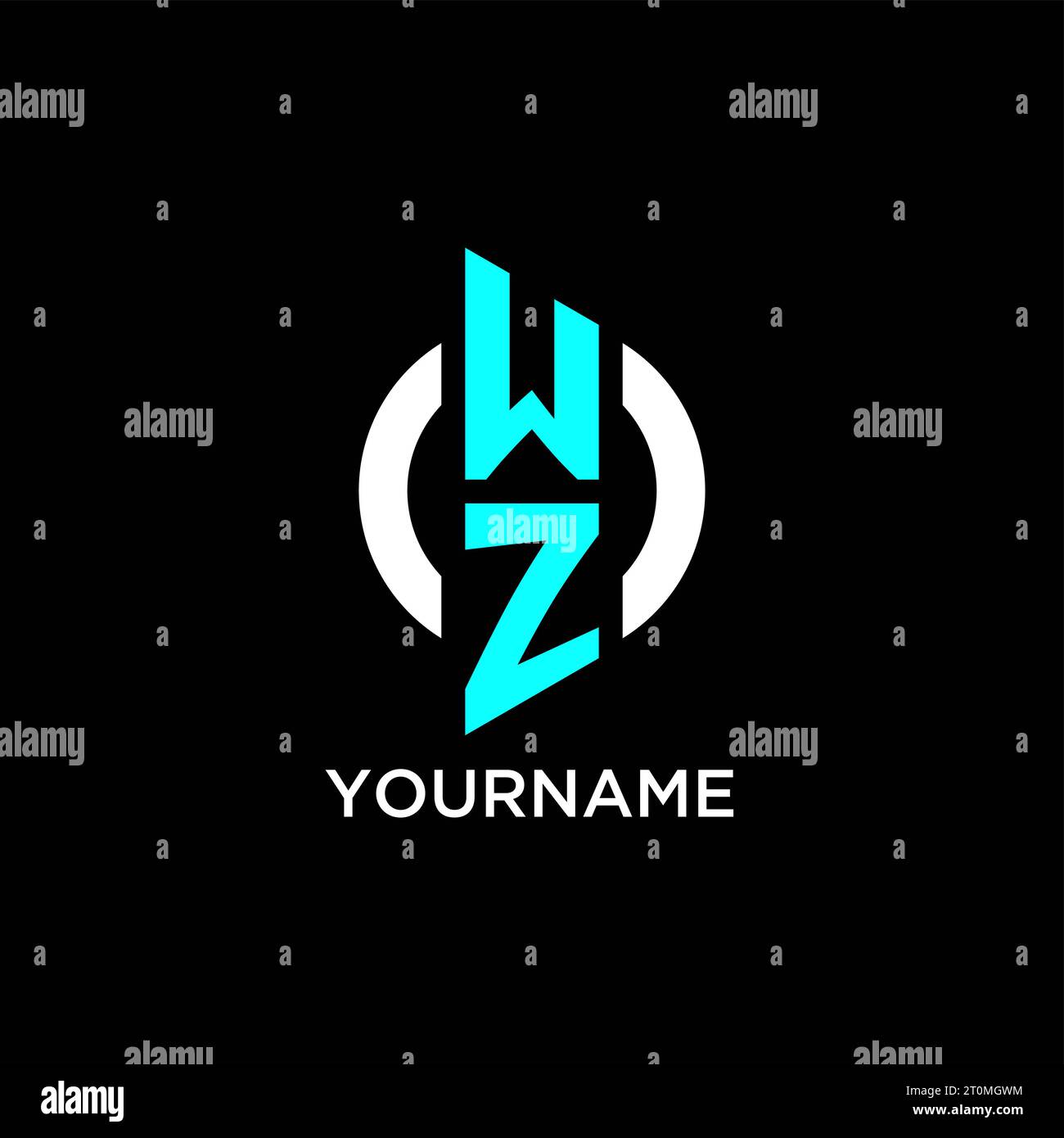 WZ circle monogram logo design ideas Stock Vector