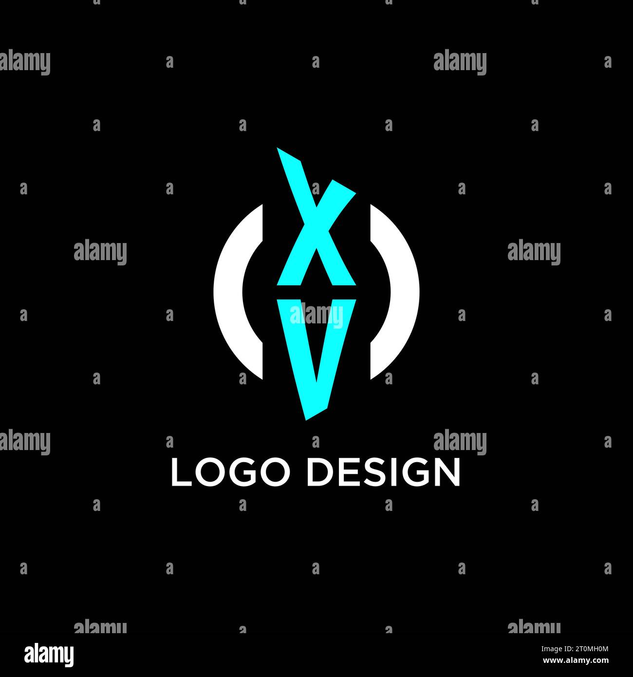 XV circle monogram logo design ideas Stock Vector