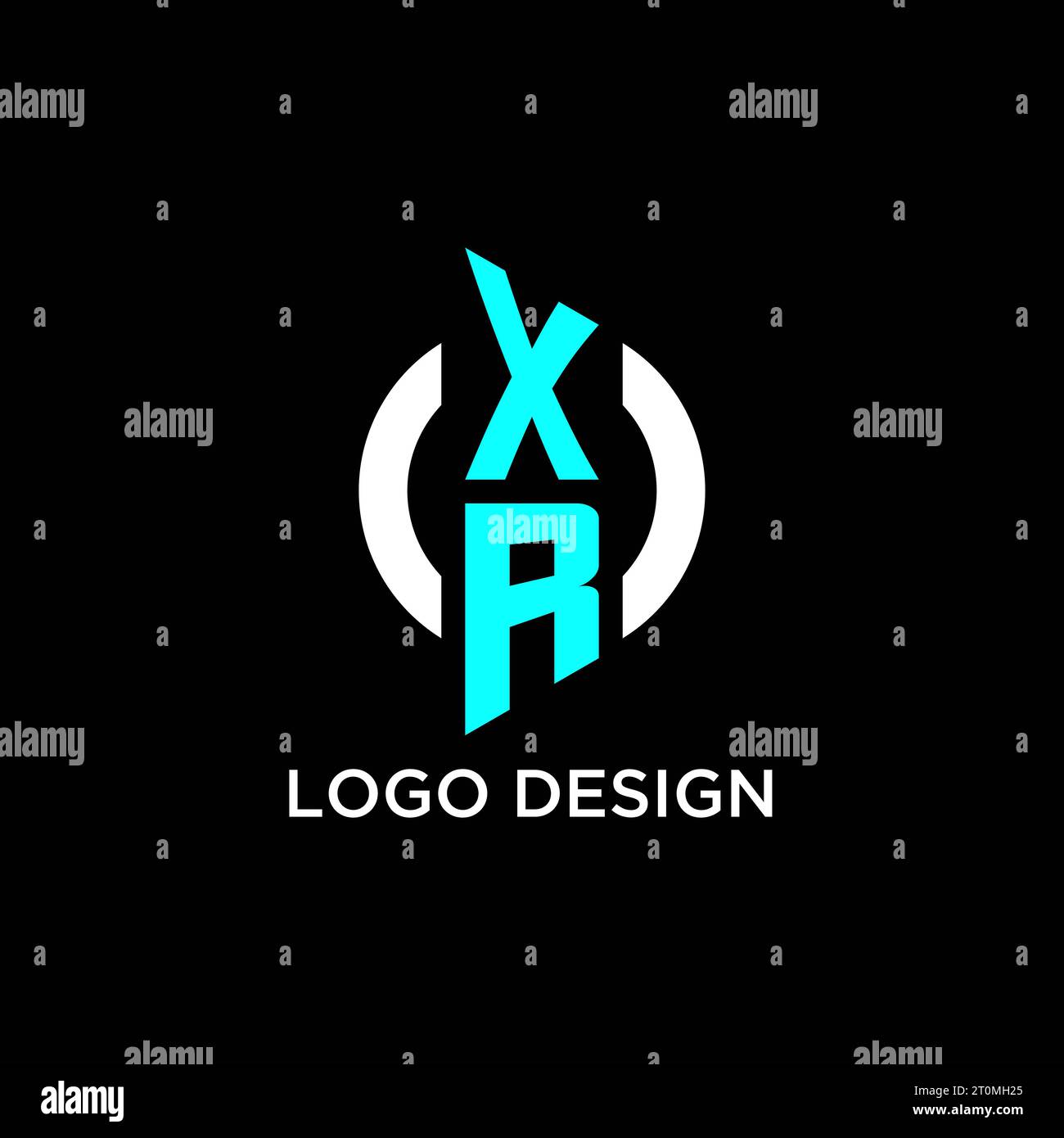 XR circle monogram logo design ideas Stock Vector