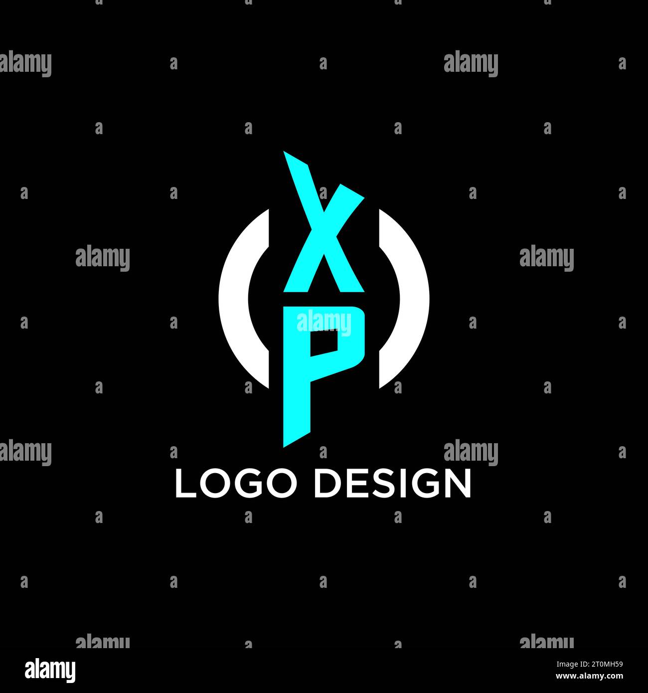 XP circle monogram logo design ideas Stock Vector