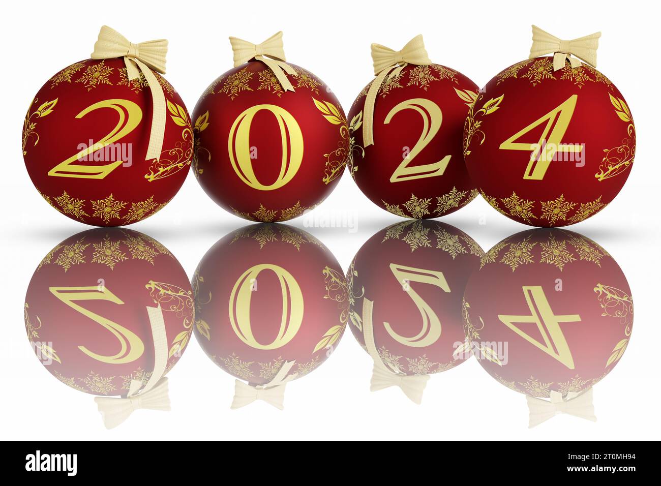 3D illustration. New Year 2024. New Year 2024 in numbers and with