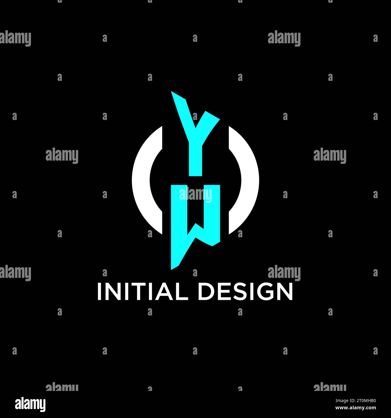 YW circle monogram logo design ideas Stock Vector