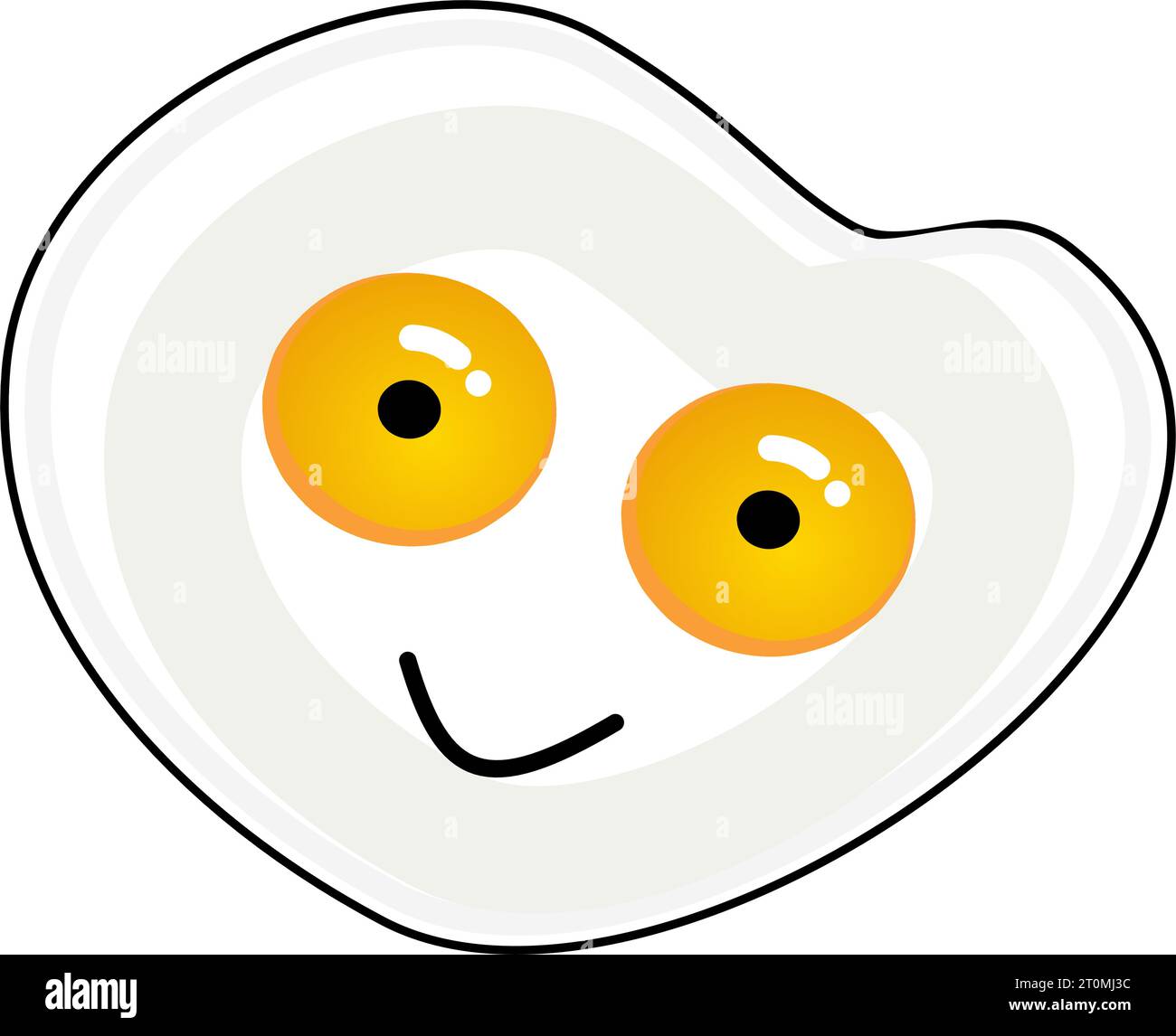 graphic illustrated Fried eggs two twin double yolks face breakfast clipart illustration vector Stock Vector