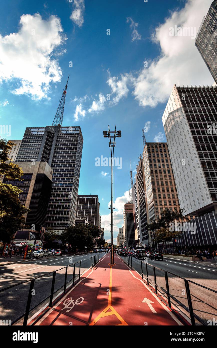 The Paulista Avenue on a Sunny Day - São Paulo, Brazil Stock Photo