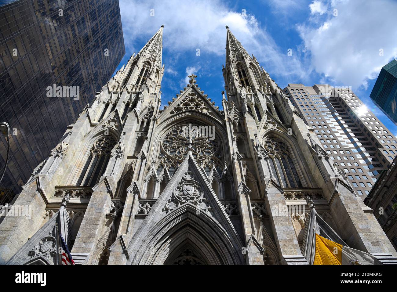 The Facade of St. Patrick's Cathedral on a Summer Day - Manhattan, New York City Stock Photo
