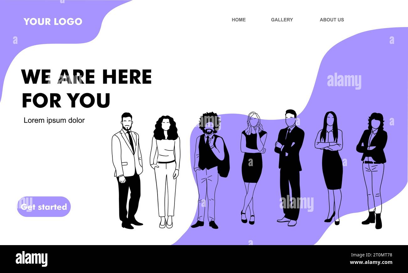 Landing page template with business team vector Stock Vector Image ...
