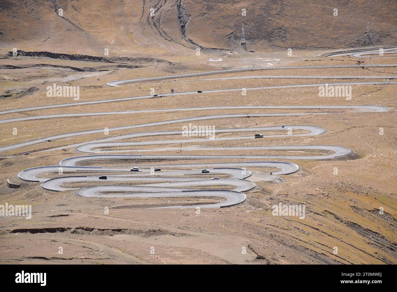 A curvy road on the way to Everest base camp in Tibet autonomous region