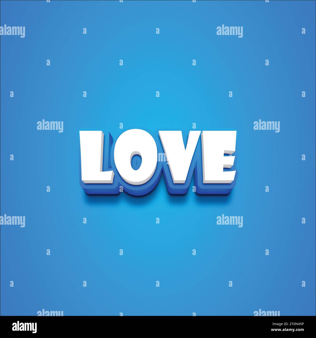 Vector 3D love text on a blue blackground. Stock Vector