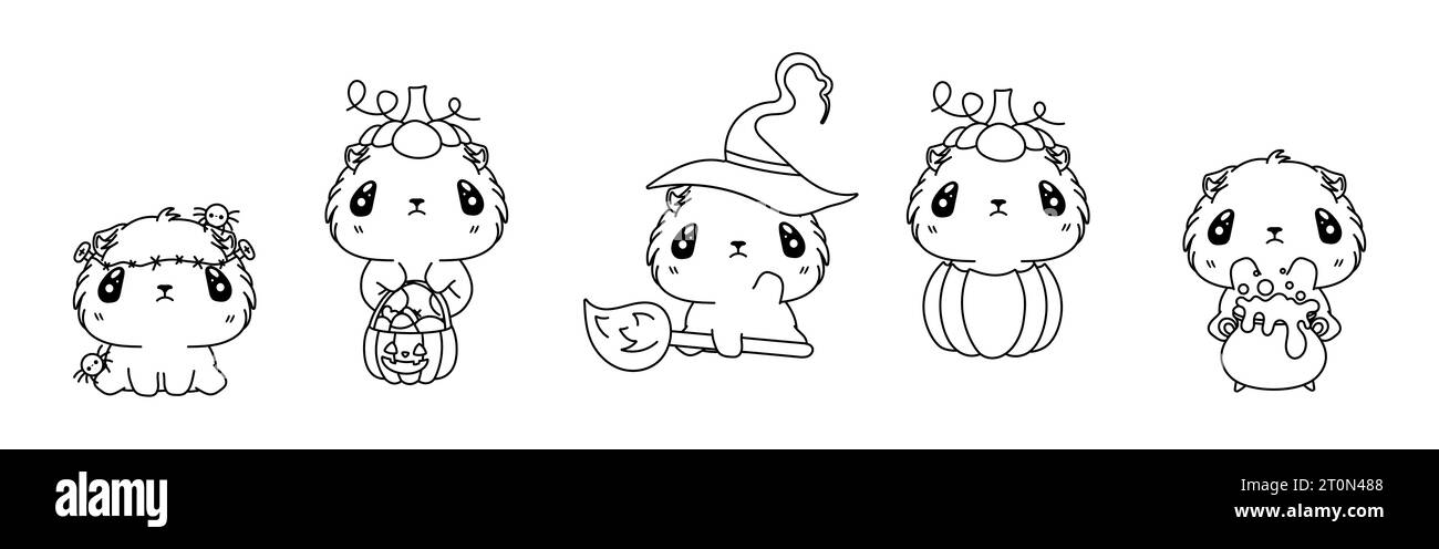 Kawaii Coloring Page Set, Cute Kawaii Coloring Pages For Kids And