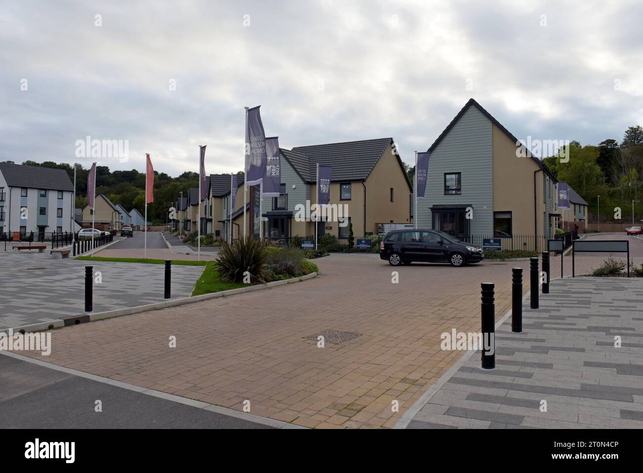 New housing Showhome alongside newly occupied homes in David Wilson