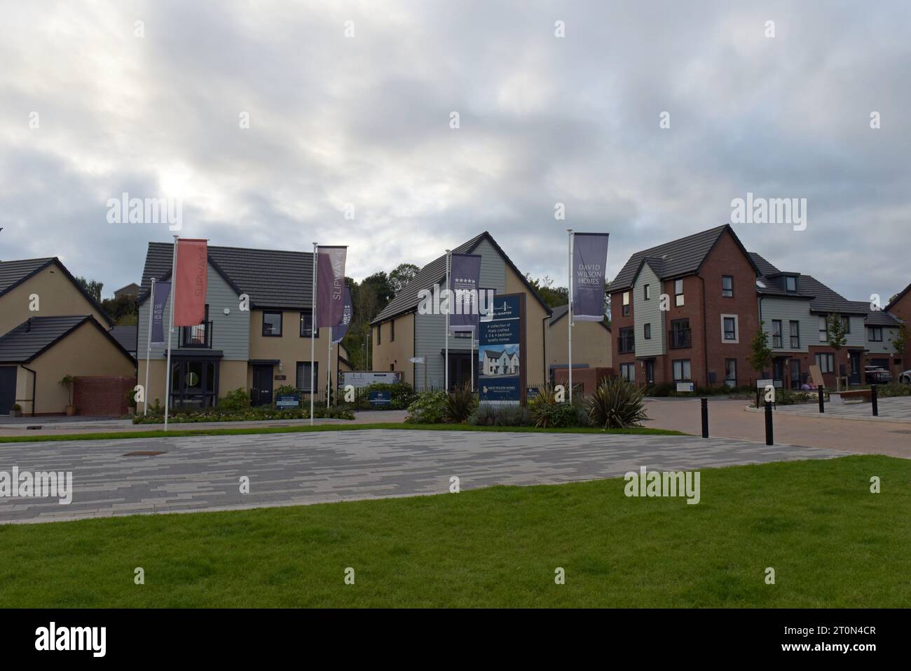 New housing Showhome alongside newly occupied homes in David Wilson