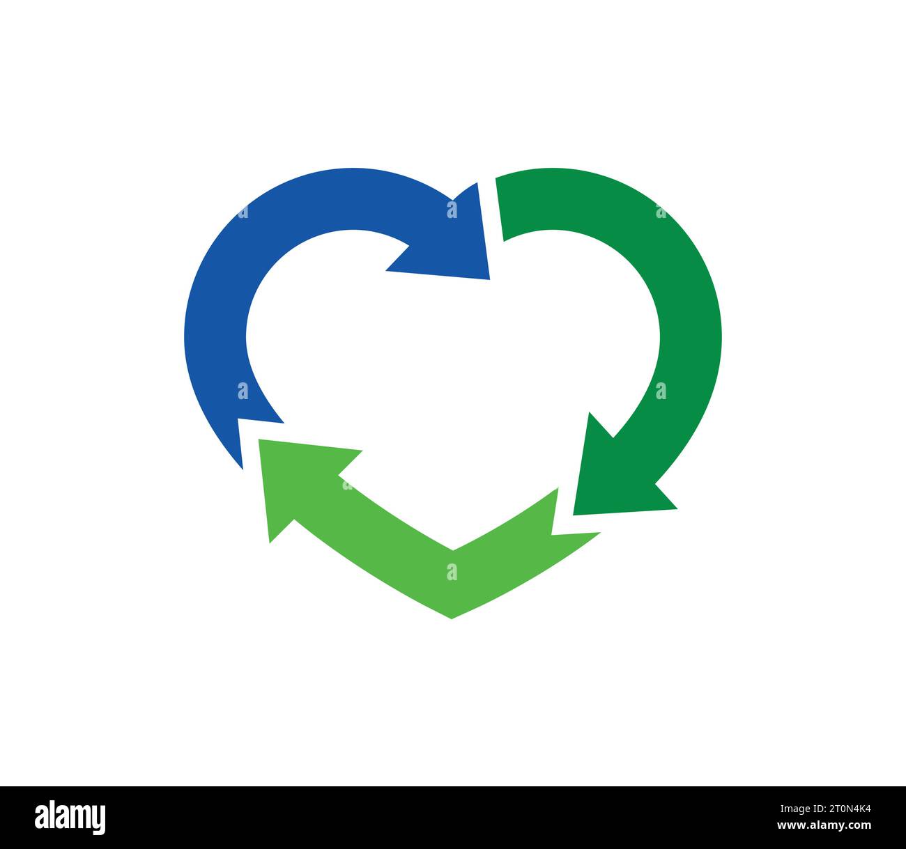 love heart shaped green blue recycle symbol logo vector icon isolatiod ...