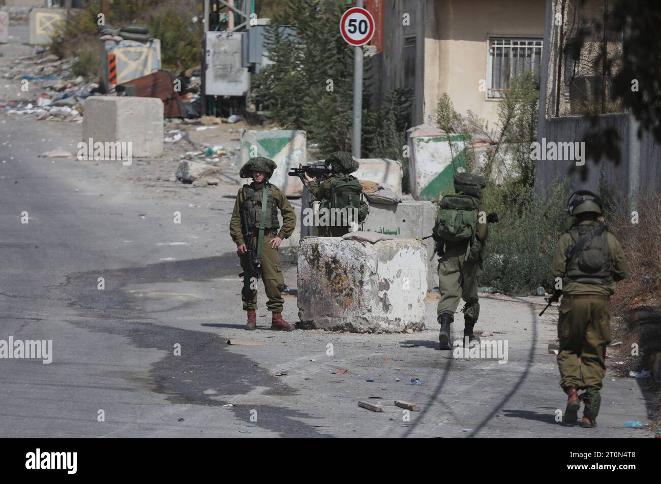 West Bank, Palestine. 8th Oct 2023. Israeli forces close the northern